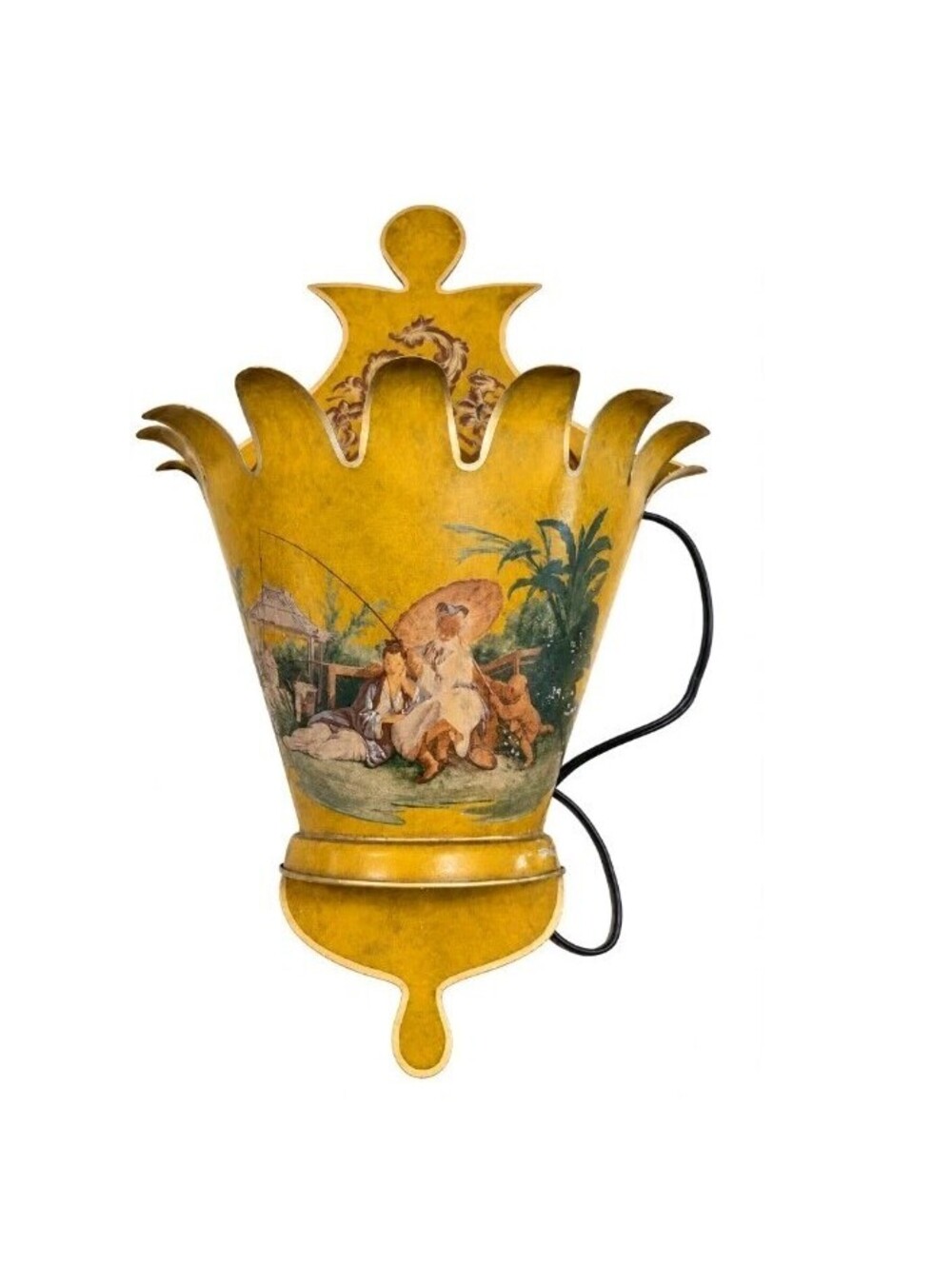 Vintage 1960s Italian Tole Wall Pocket Lamp TS8 Chinoiserie 22" Made Italy